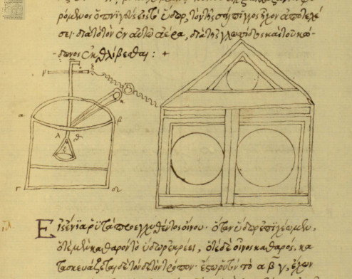 Temple door installation from Hero of Alexandria's "Pneumatica".